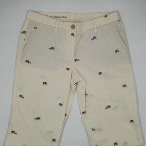 Talbots Petites Relaxed Chino Pants Beige Elephant Print Women's 2P
